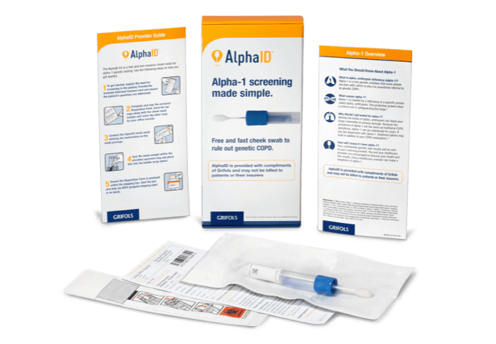 AlphaID genetic screening test that detects the 14 most prevalent alleles associated with AAT deficiency